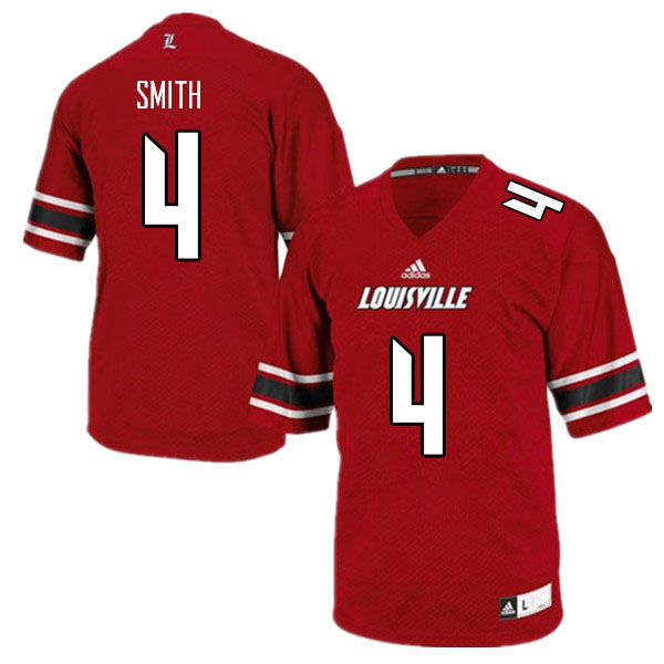 Men #4 Braden Smith Louisville Cardinals College Football Jerseys Sale-Red - Click Image to Close